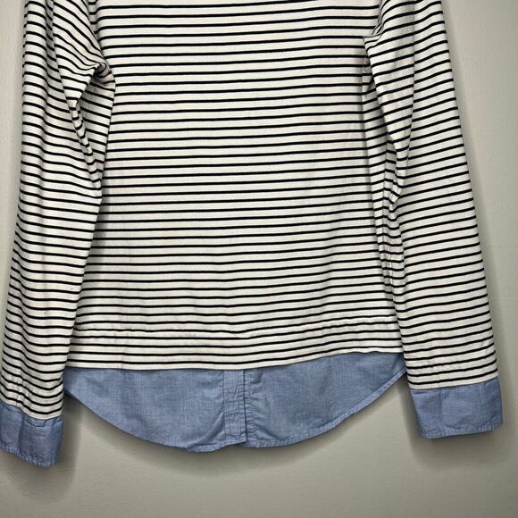 J. Crew Womens L Breton Stripe Shirt Cuffed Boatneck Nautical Preppy 100% Cotton - Picture 4 of 8